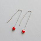 925 Sterling Silver Heart Dangle Earring 1 Pair - Platinum - One Size