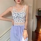 Floral Print Lace Trim Camisole Top Camisole Top - White - One Size