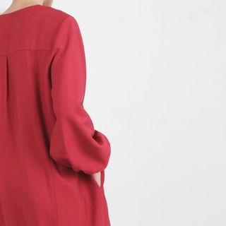 Half-placket Dress With Sash