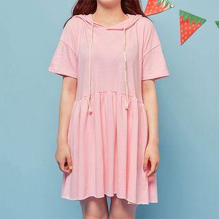 Hooded Short-sleeve A-line Minidress