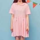 Hooded Short-sleeve A-line Minidress