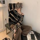 Striped Sweater Stripes - Black & Khaki - One Size