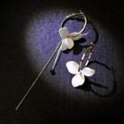 Flower Asymmetrical Sterling Silver Dangle Earring