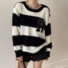 Lettering Striped Sweater Stripe - Black & White - One Size