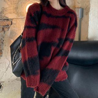Zebra Print Sweater Red - One Size