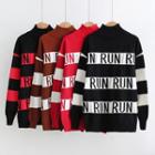 Color-block Lettering Sweater