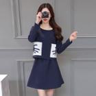 Set: Applique Pullover + A-line Skirt