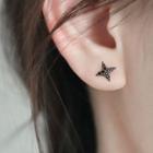Star Sterling Silver Ear Stud 1 Pair - 925 Silver - Black - One Size