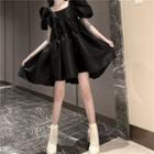Balloon-sleeve Square-neck A-line Dress