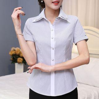 Striped Short-sleeve Dress Shirt