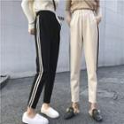 Cropped Contrast-trim Straight-fit Pants