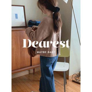 Two-way Punched-detail Knit Top Camel - One Size