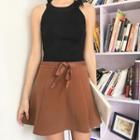 Bow Accent Flared Skirt