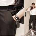 Band-waist Wide-leg Cropped Pants