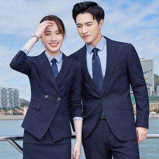 Pinstriped Blazer / Dress Pants / Pencil Skirt / Waistcoat / Shirt / Set