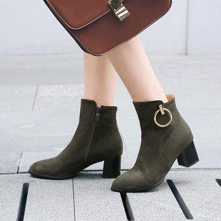 Chunky Heel Hoop Detail Ankle Boots