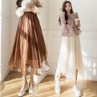 Asymmetric Hem Mesh A-line Skirt