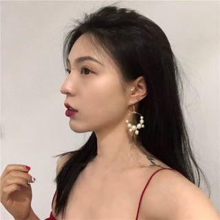 Faux Pearl Hoop Drop Earring 1 Pair - Gold & Off-white - One Size