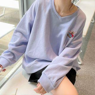 V-neck Embroidered Sweatshirt