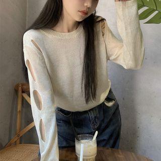 Cutout Knit Top Almond - One Size