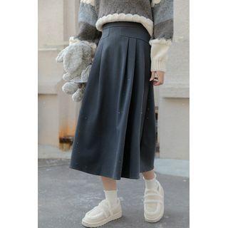 Midi A-line Skirt Grayish Blue - One Size