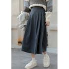 Midi A-line Skirt Grayish Blue - One Size