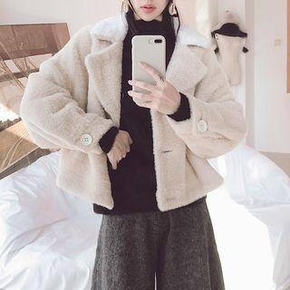 Notch-lapel Buttoned Furry Jacket