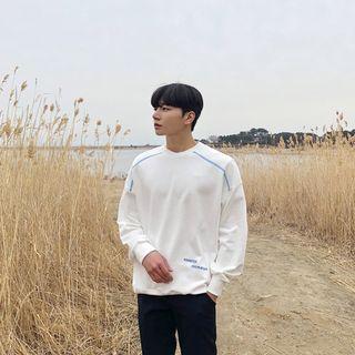 Letter-printed Stitched Boxy Sweatshirt