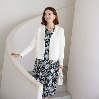 Notch-collar Knit Jacket