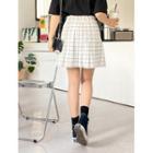 Inset Shorts Band-waist Pleated Checked Skirt