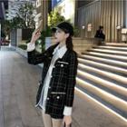 Long-sleeve Plain Shirt / Buttoned Tweed Jacket