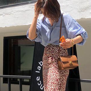 Pocket-front Crinkled Oversized Shirt