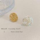 Rose Stud Earring A253 - 1 Pair - Asymmetric - Gold & White - One Size