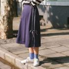 Crochet Lace Trim Midi A-line Skirt