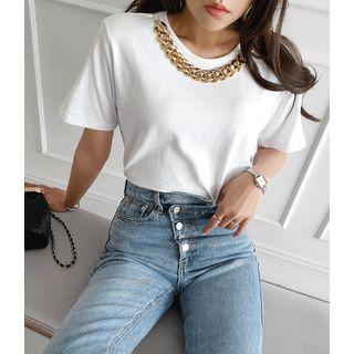 Detachable Chain-trim T-shirt