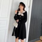 Long-sleeve Doll-collar Knit Dress