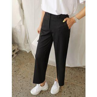 Plus Size Tension Straight-cut Dress Pants