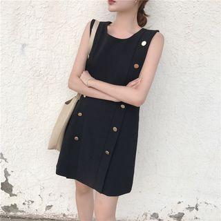 Button Detail Sleeveless Dress