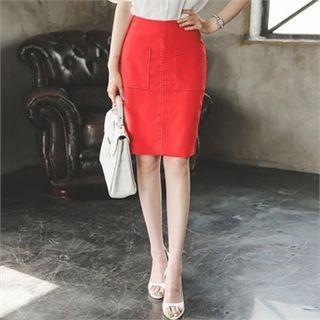 Dual-pocket Mini Pencil Skirt