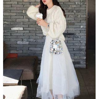 Set Of 2: Sweater + Mesh Skirt