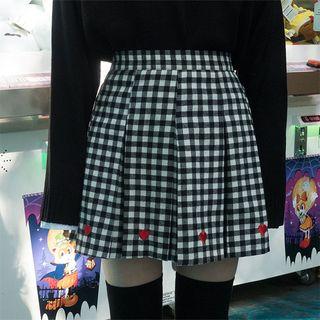 Pleated Gingham Mini Skirt
