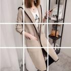 Contrast Trim Open Front Hooded Knit Coat