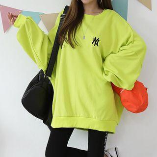 Round-neck Embroidered Loose-fit Pullover