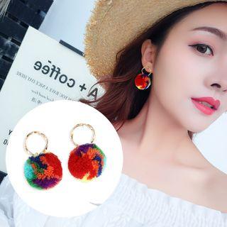 Pom Pom Hoop Earring 1 Pair - As Shown In Figure - One Size