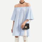 Off-shoulder Frilled Elbow-sleeve Top