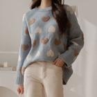 Round-neck Heart-pattern Sweater