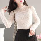 Lettuce-edge Slim-fit Lace Top