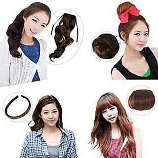 Set: Ponytail + Hair Bun + Clip-on Fringe + Braid Headband