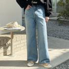 Plus Size Fringe-trim Wide-leg Jeans