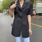 Short-sleeve Pleated-waist Blazer